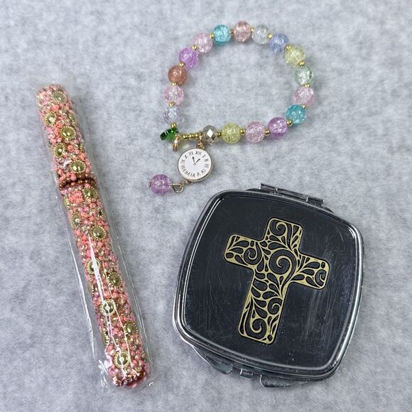 Christmas Stocking Stuffers Girls Tweens 3 Pc Gift Set Mirror Pen Bracelet - Picture 4 of 15